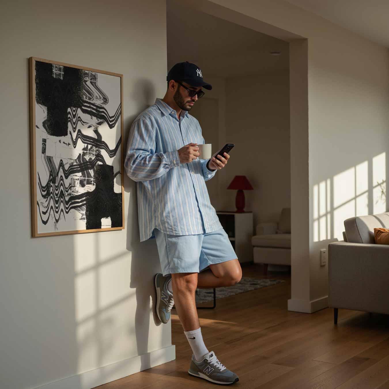 Abstracte Zwart-Wit Golven Poster-WallArtistic