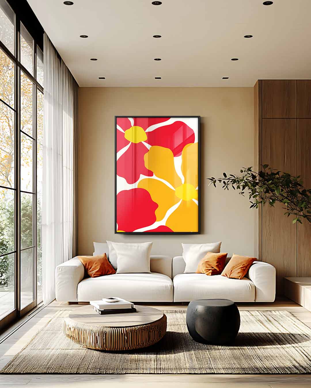 Bloemrijke Kleurexplosie Kunstwerk-canvas-dibond-plexiglas-wanddecoratie-WallArtistic