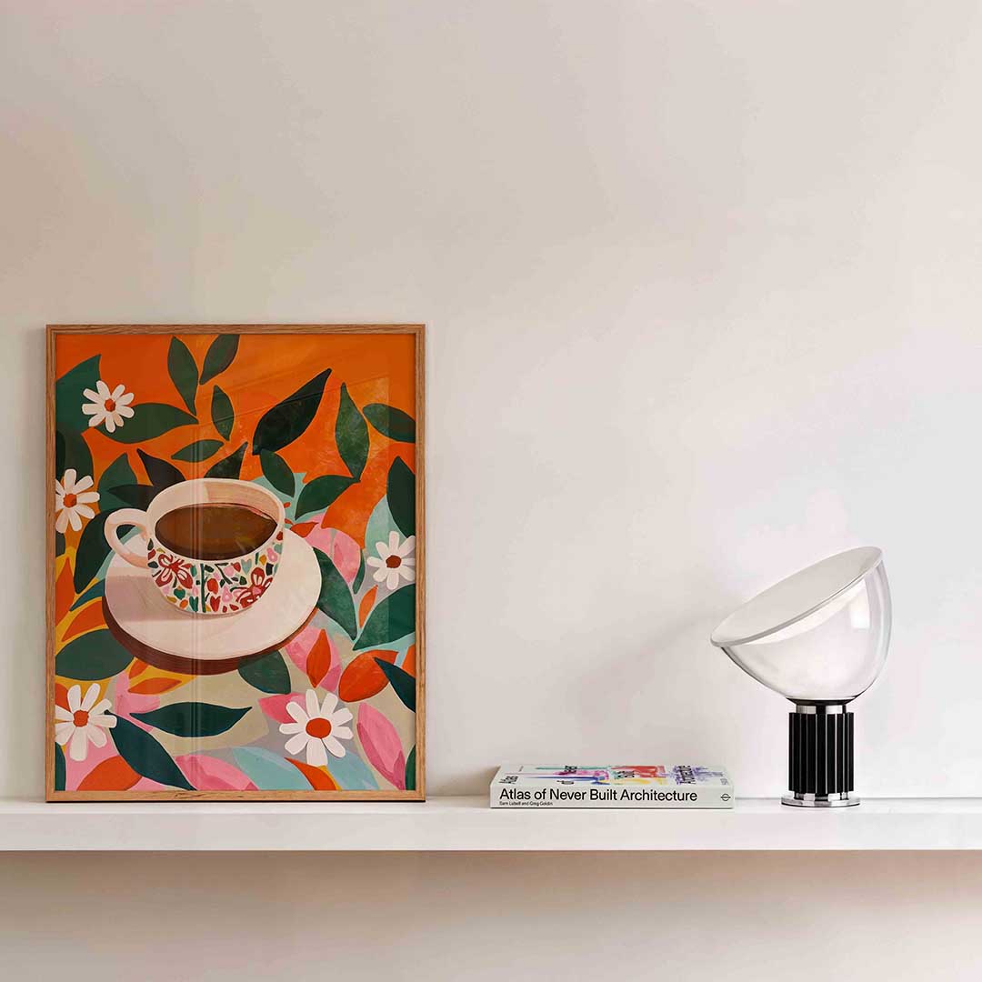 Bloemen en kopje Poster