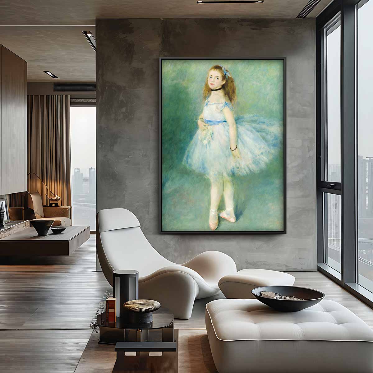 Kleine danseres in blauw Kunstwerk-canvas-dibond-plexiglas-wanddecoratie-WallArtistic