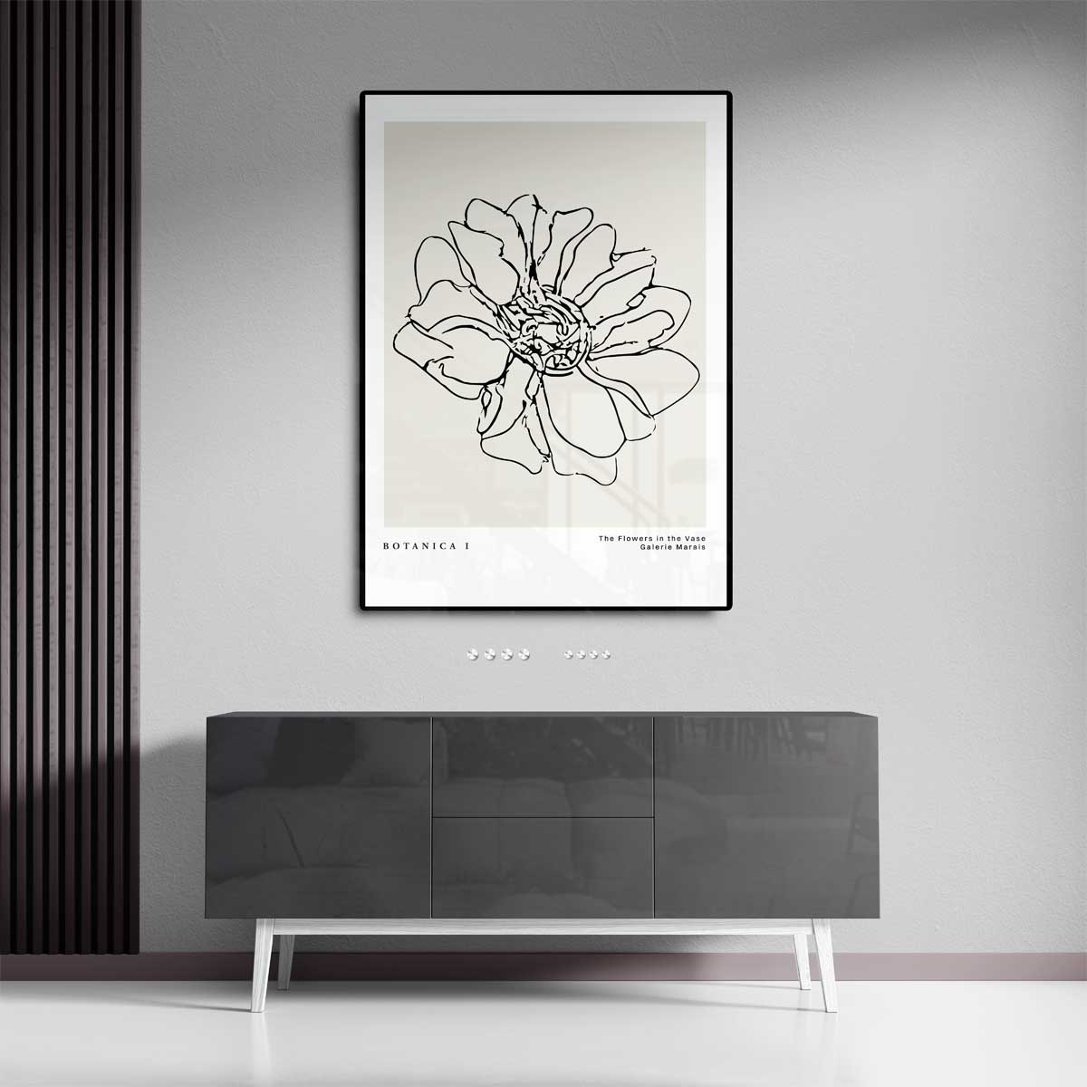 Bloemenkunst in Lijn Kunstwerk-canvas-dibond-plexiglas-wanddecoratie-WallArtistic