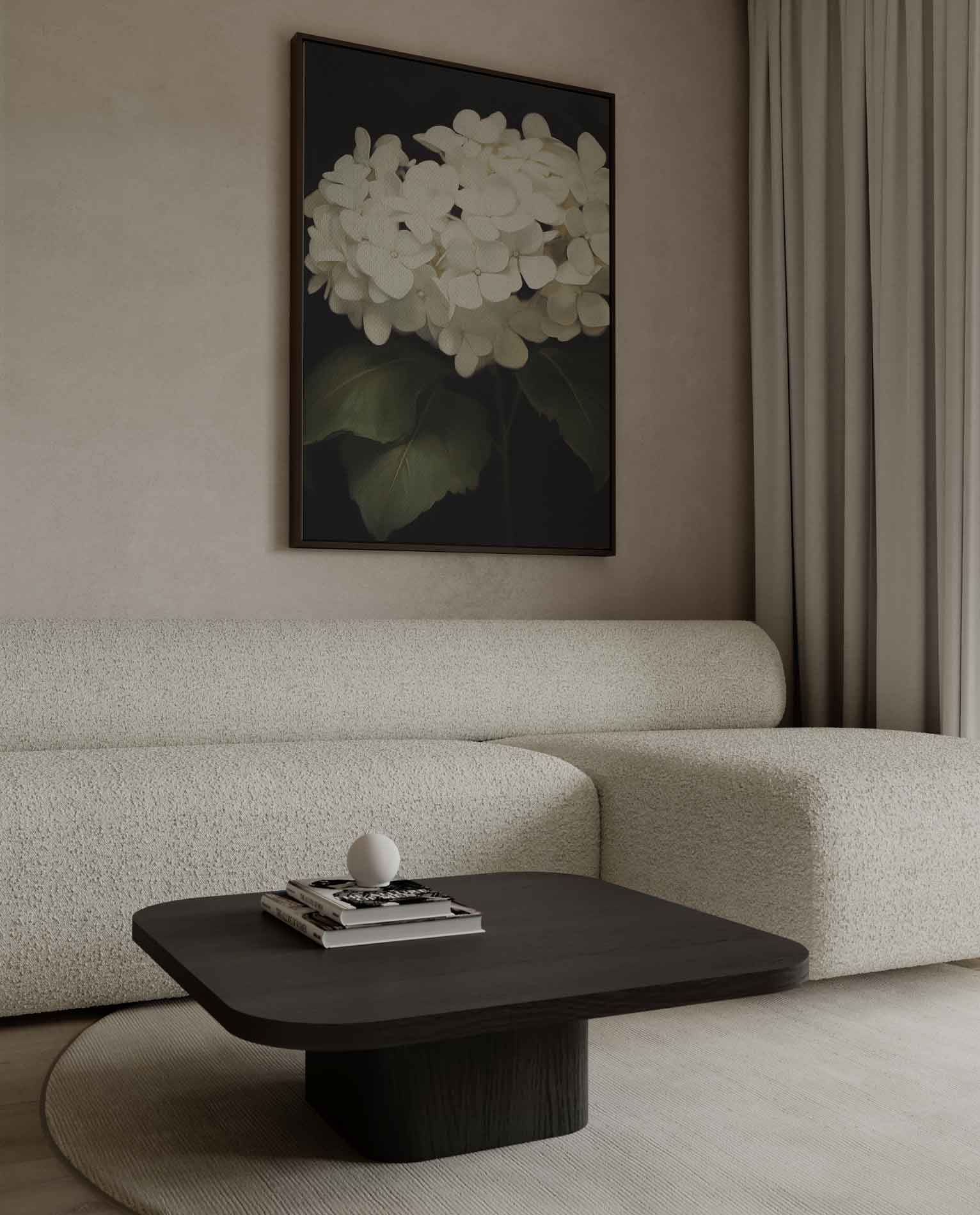 Elegante Witte Hortensia Bloemen Kunstwerk-canvas-dibond-plexiglas-wanddecoratie-WallArtistic