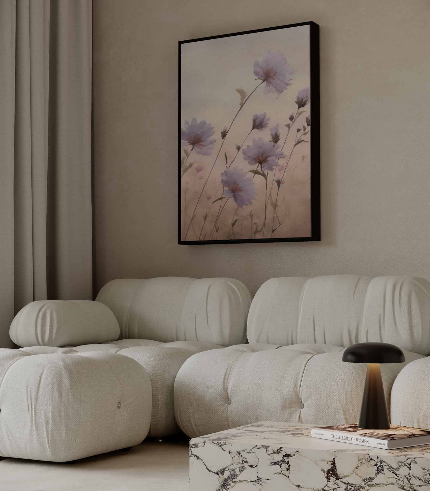Zacht Lila Bloemenveld Kunstwerk-canvas-dibond-plexiglas-wanddecoratie-WallArtistic