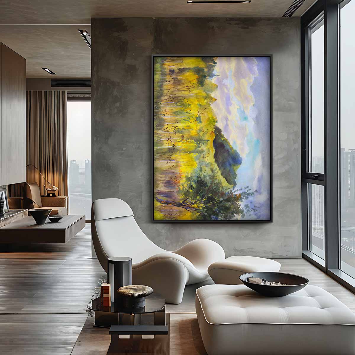 Veld met Kleurrijke Wolken Kunstwerk-canvas-dibond-plexiglas-wanddecoratie-WallArtistic
