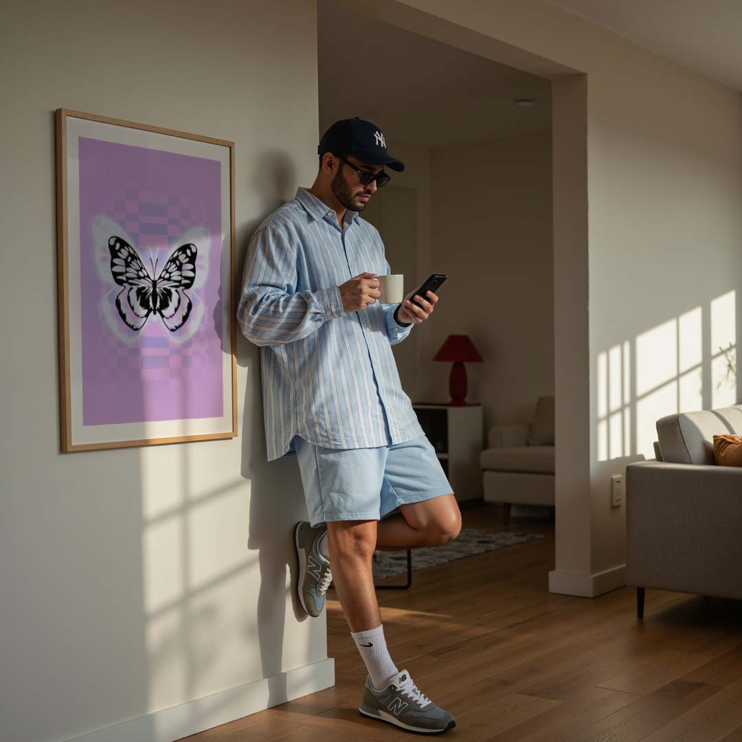 Dromerige Vlinder Met Paars Poster-WallArtistic