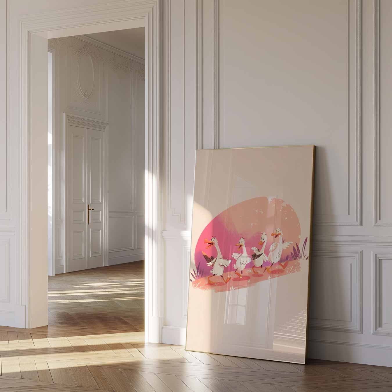 Vrolijke Eendenwandeling Poster-WallArtistic