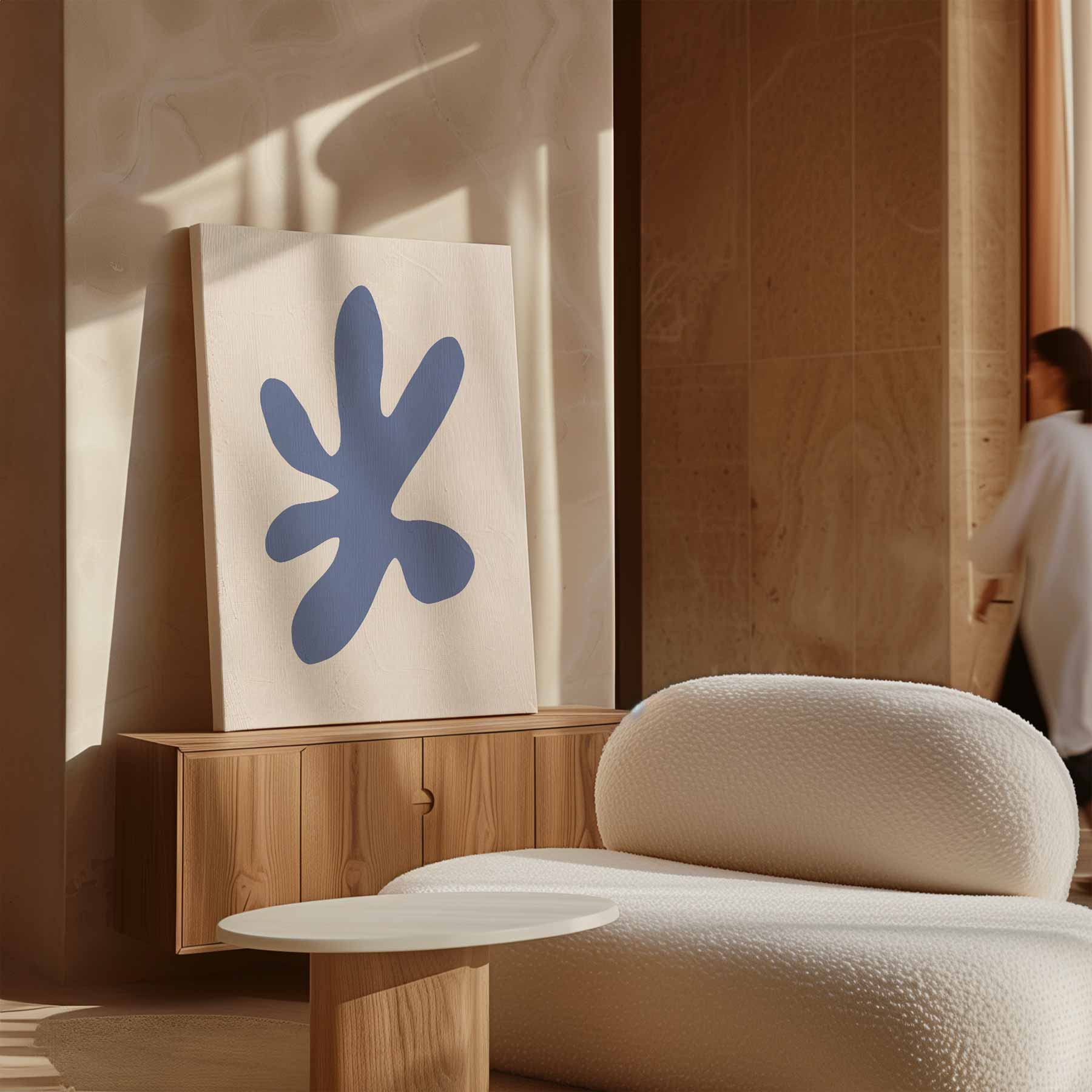 Modern Abstracte Bloem in Blauw Kunstwerk-canvas-dibond-plexiglas-wanddecoratie-WallArtistic