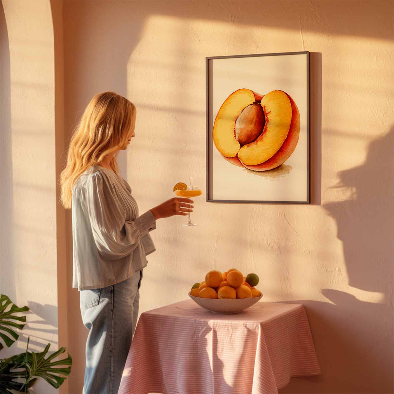 Zonnige Perzik Illustratie Poster-WallArtistic