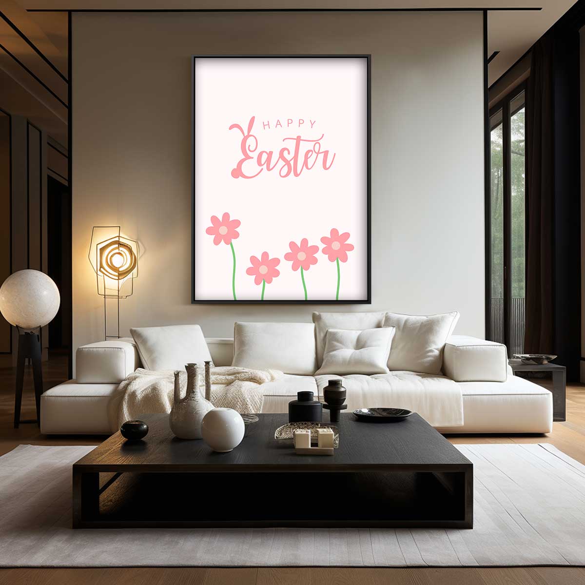 Vrolijke Paasgroet Schilderij Kunstwerk-canvas-dibond-plexiglas-wanddecoratie-WallArtistic