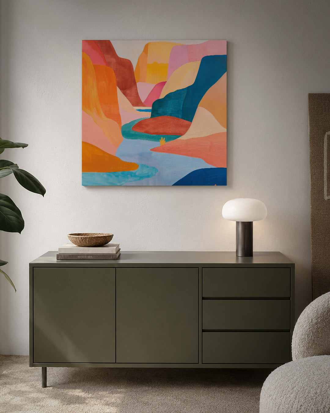 Vloeiende kleurenlandschap Kunstwerk