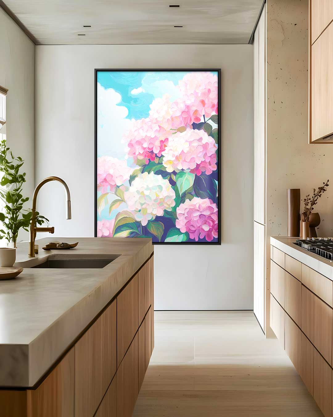 Bloeiende Hortensia's Kunstwerk-canvas-dibond-plexiglas-wanddecoratie-WallArtistic