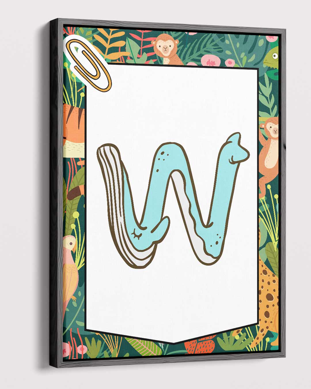 Jungle Alfabet W Kunstwerk-canvas-dibond-plexiglas-wanddecoratie-WallArtistic
