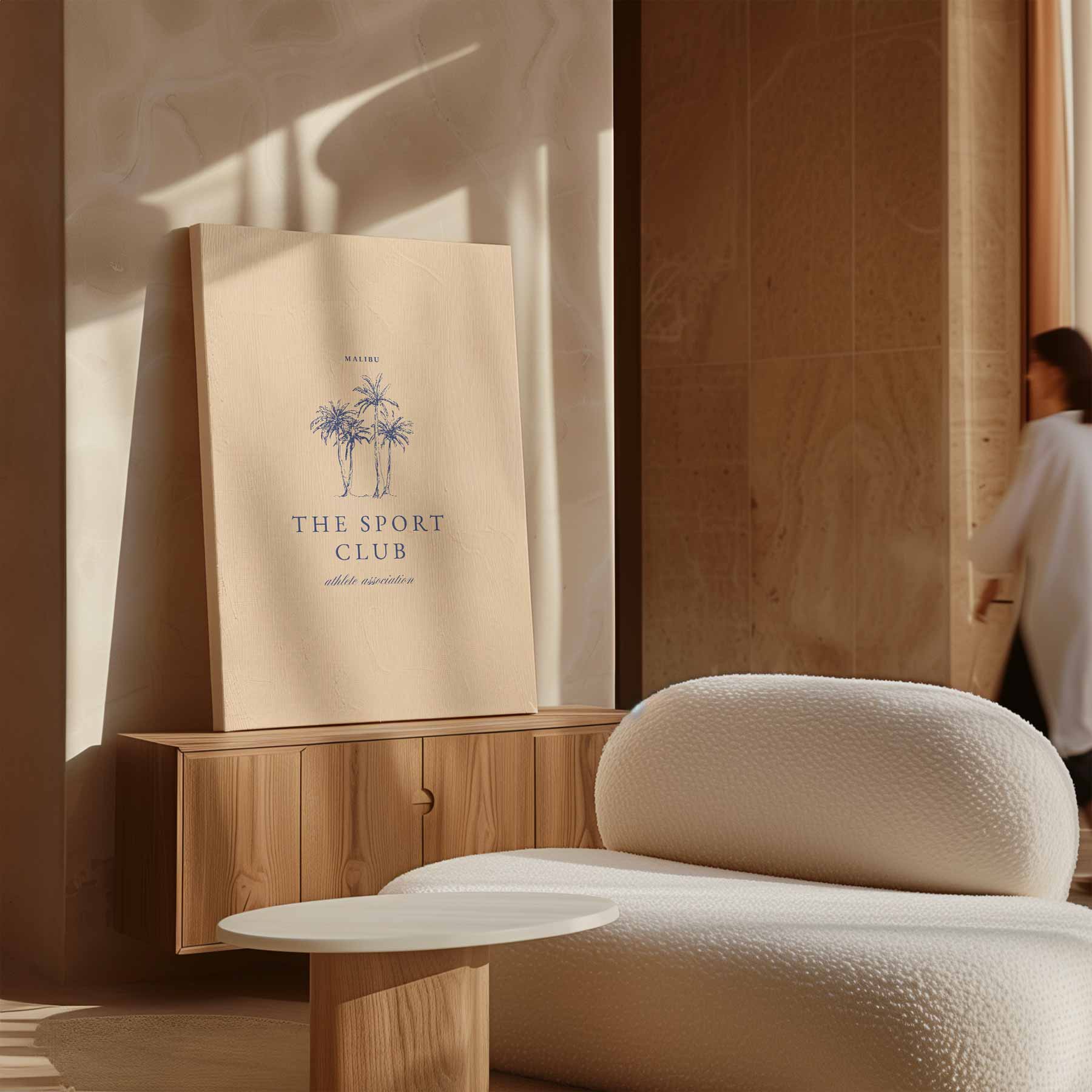 Malibu Sport Club Palmbomen Kunstwerk-canvas-dibond-plexiglas-wanddecoratie-WallArtistic