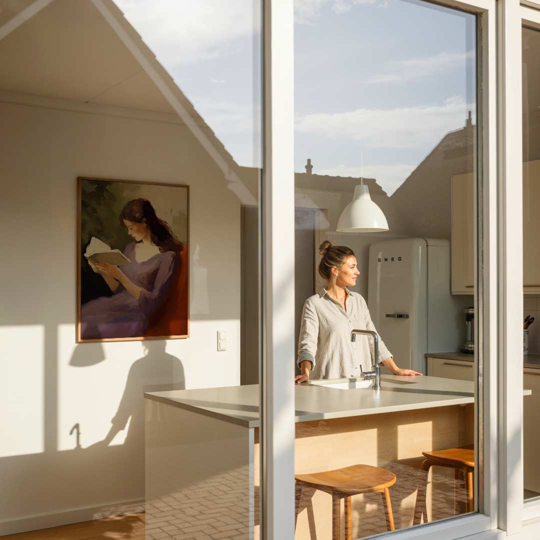 Dromerige Lezeres Met Boek Poster-WallArtistic