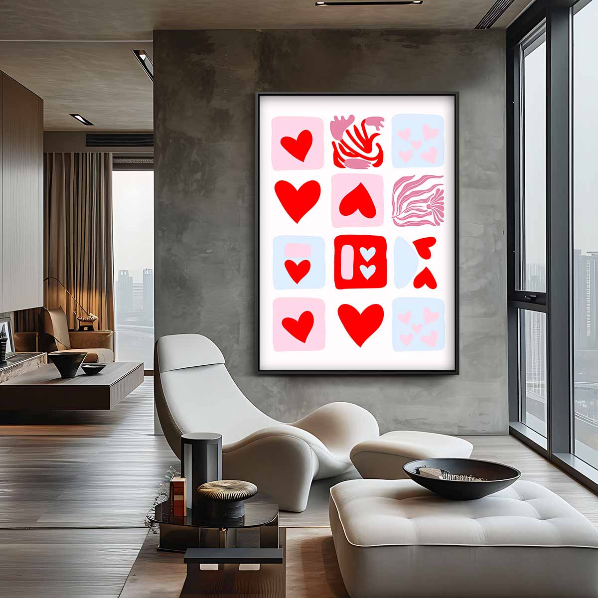 Liefdesvierkantjes kunstprint Kunstwerk-canvas-dibond-plexiglas-wanddecoratie-WallArtistic