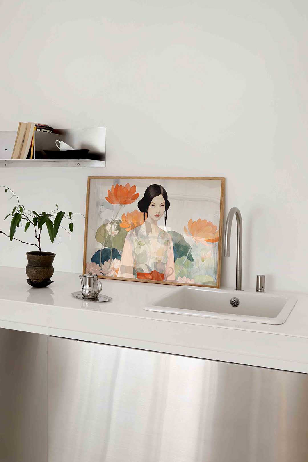 Vrouw met bloemen Poster