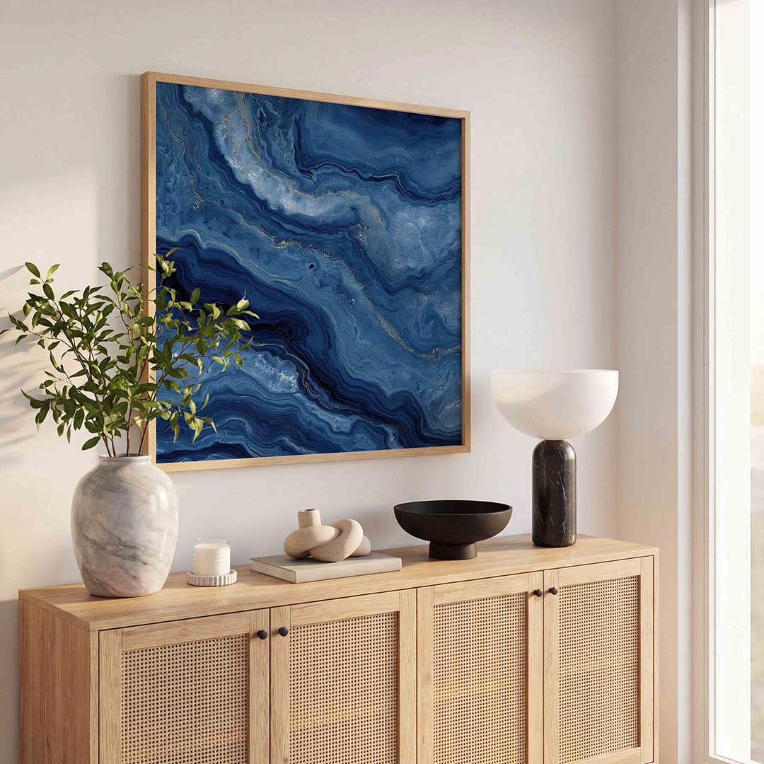 Blauwe marmerstructuur Poster