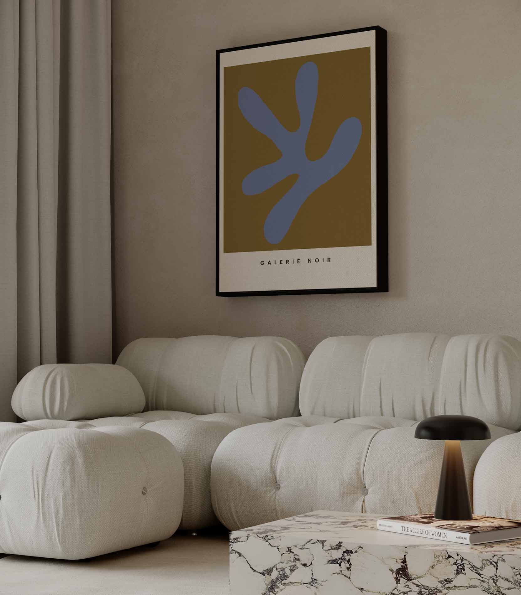 Abstracte Expressie in Blauw en Bruin Kunstwerk-canvas-dibond-plexiglas-wanddecoratie-WallArtistic