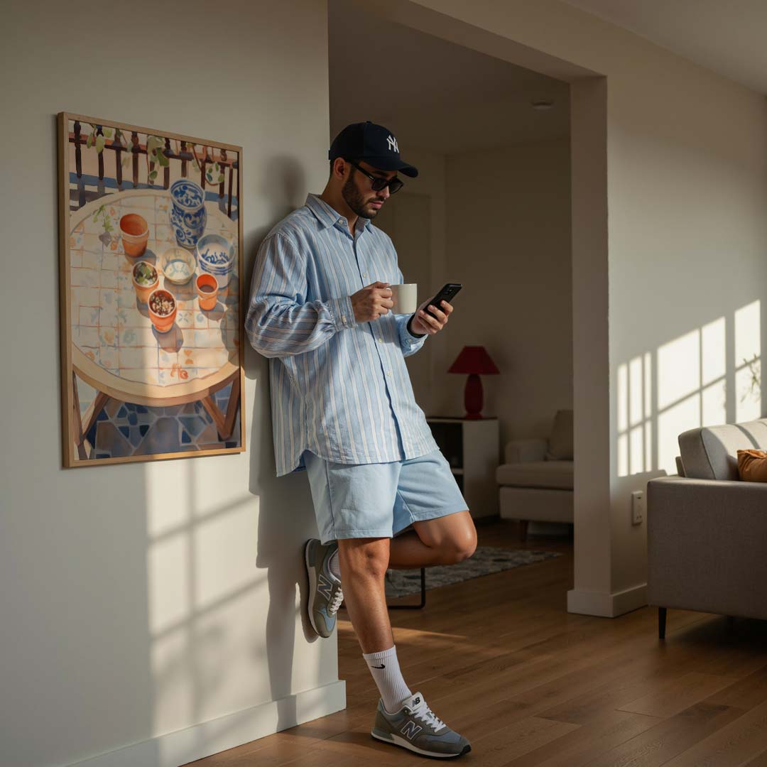 Zonnige Terras Tafereel Poster-WallArtistic