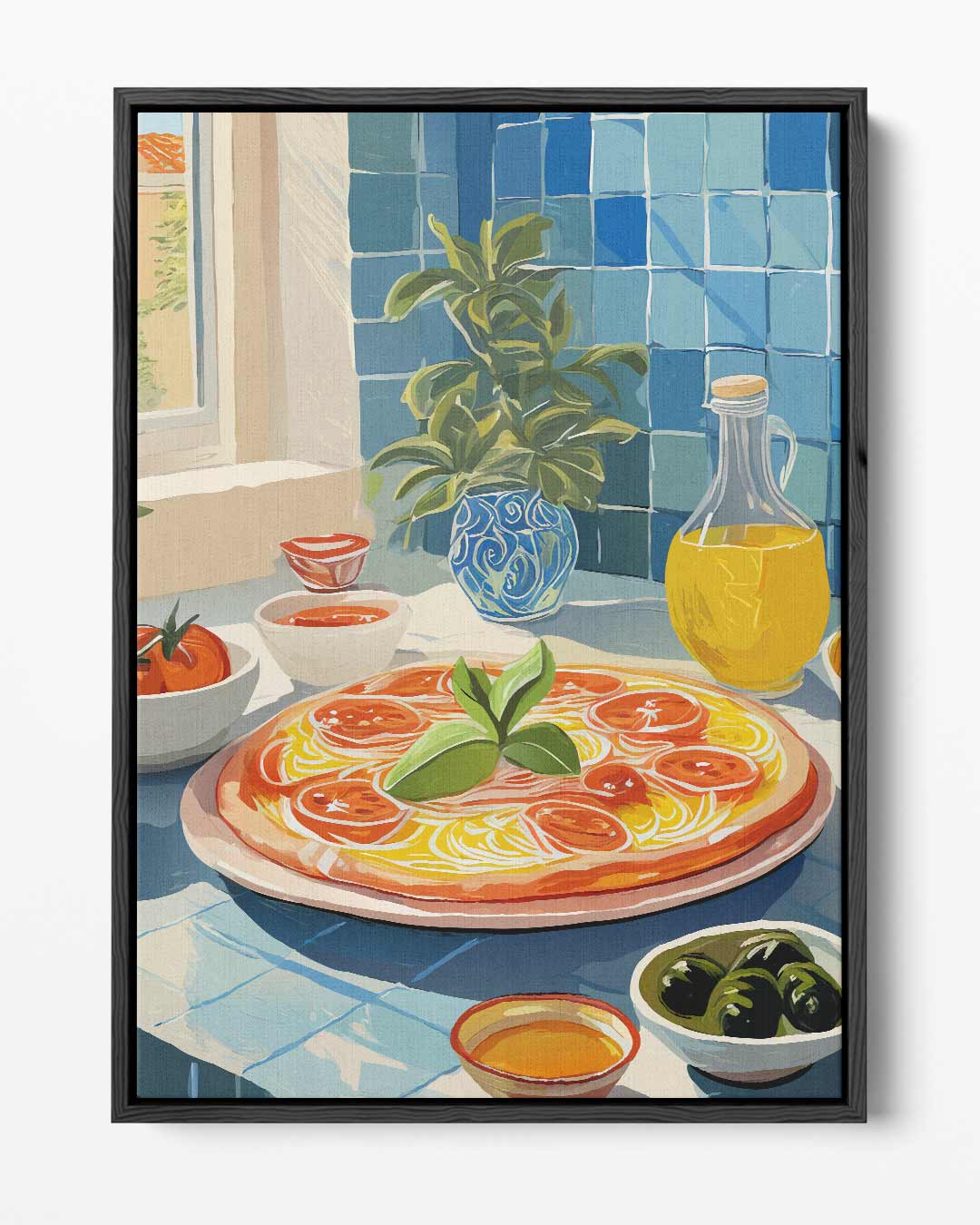 Mediterraanse Keuken in Blauwtinten Kunstwerk-canvas-dibond-plexiglas-wanddecoratie-WallArtistic