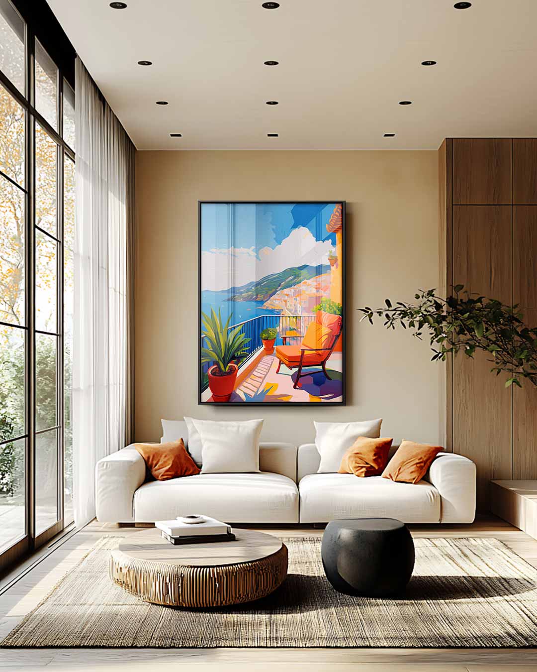Zonnige Terrasdromen Kunstwerk-canvas-dibond-plexiglas-wanddecoratie-WallArtistic