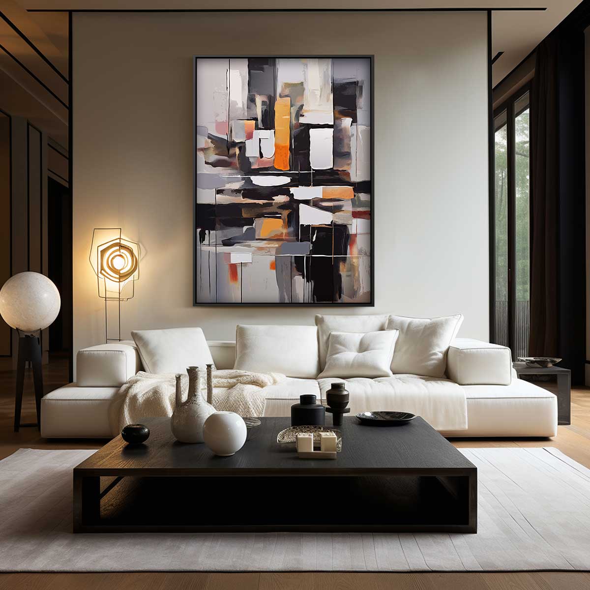 Moderne Abstractie in Diepe Tinten Kunstwerk-canvas-dibond-plexiglas-wanddecoratie-WallArtistic