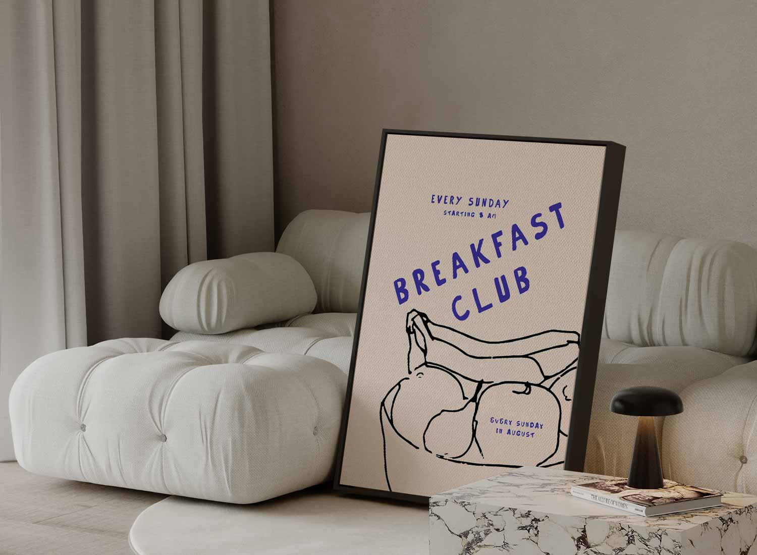 Breakfast Club Illustratie Kunstwerk-canvas-dibond-plexiglas-wanddecoratie-WallArtistic