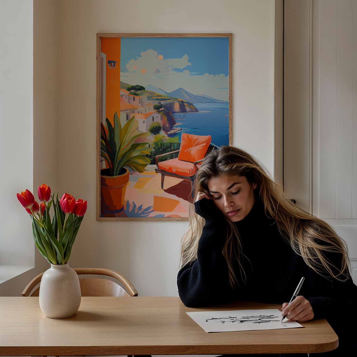 Zomerse Balkon Uitzicht Poster-WallArtistic