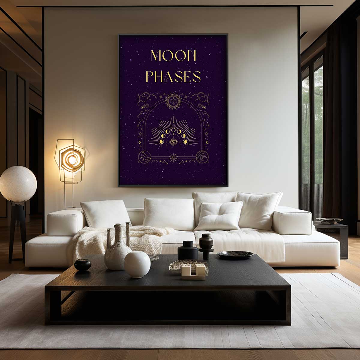 Magische Maanfasen Poster Kunstwerk-canvas-dibond-plexiglas-wanddecoratie-WallArtistic