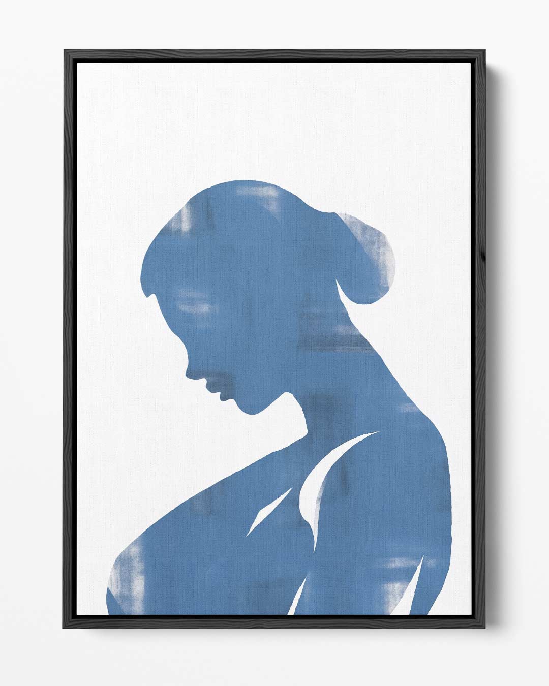 Elegante Blauwe Silhouet Kunstwerk-canvas-dibond-plexiglas-wanddecoratie-WallArtistic