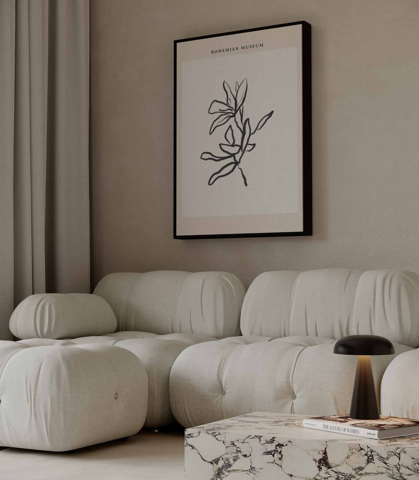 Botanische Lijnschets Kunstwerk-canvas-dibond-plexiglas-wanddecoratie-WallArtistic