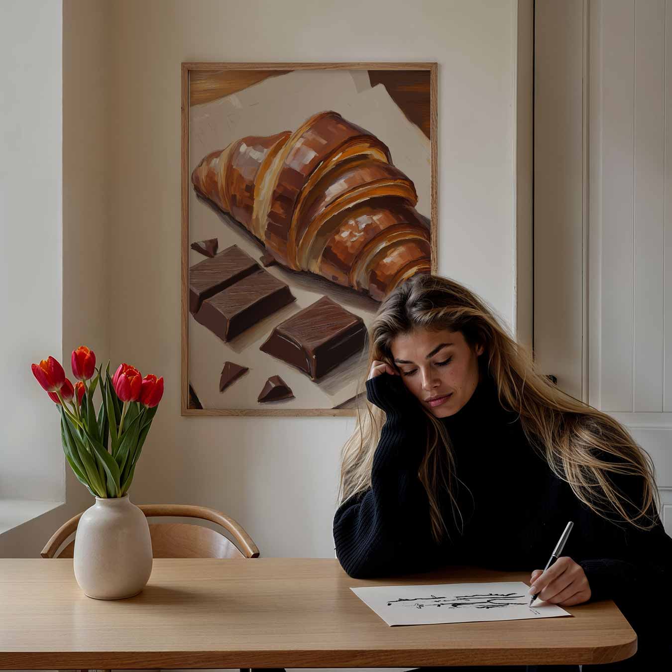Croissant & Chocolade Kunstposter-WallArtistic