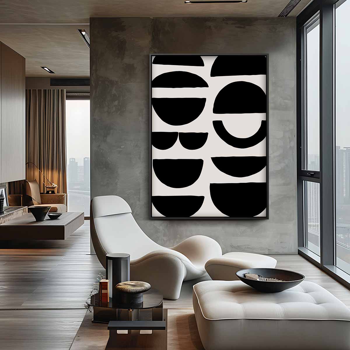 Geometrische Schaduwpatronen Kunstwerk-canvas-dibond-plexiglas-wanddecoratie-WallArtistic