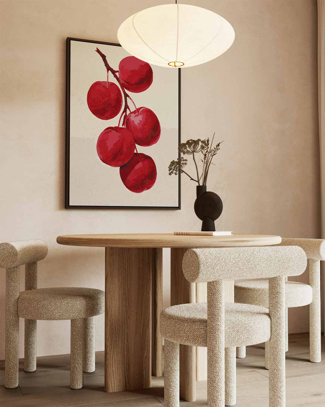 Rode Pruimen aan Tak Kunstwerk-canvas-dibond-plexiglas-wanddecoratie-WallArtistic