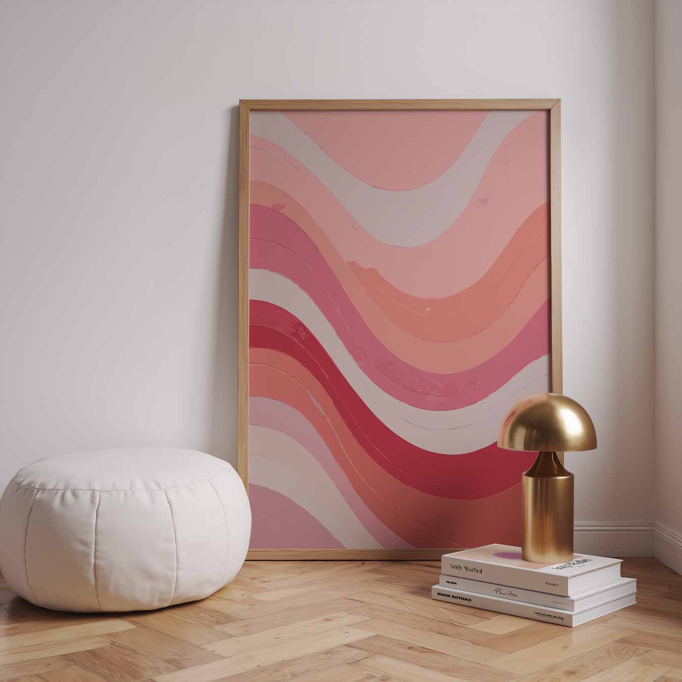 Vrolijke Golven in Roze Poster