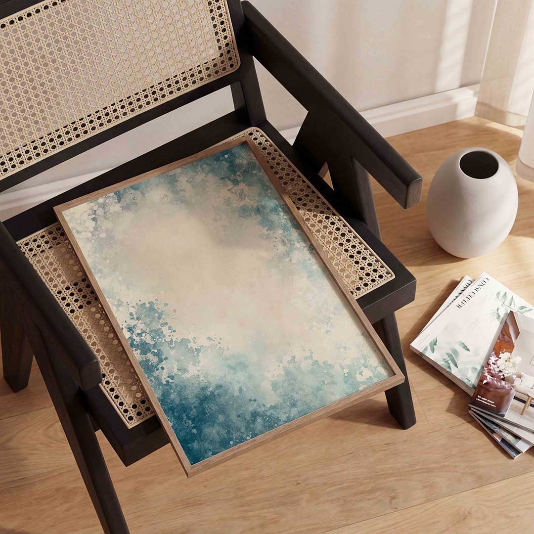 Abstracte blauwe spatten Poster