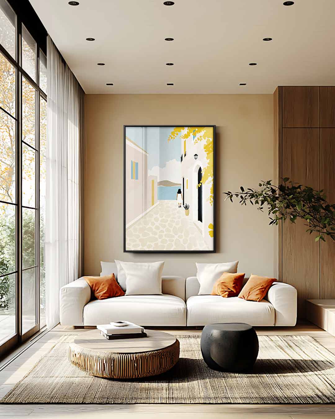 Zomerse Straatwandeling Kunstwerk-canvas-dibond-plexiglas-wanddecoratie-WallArtistic