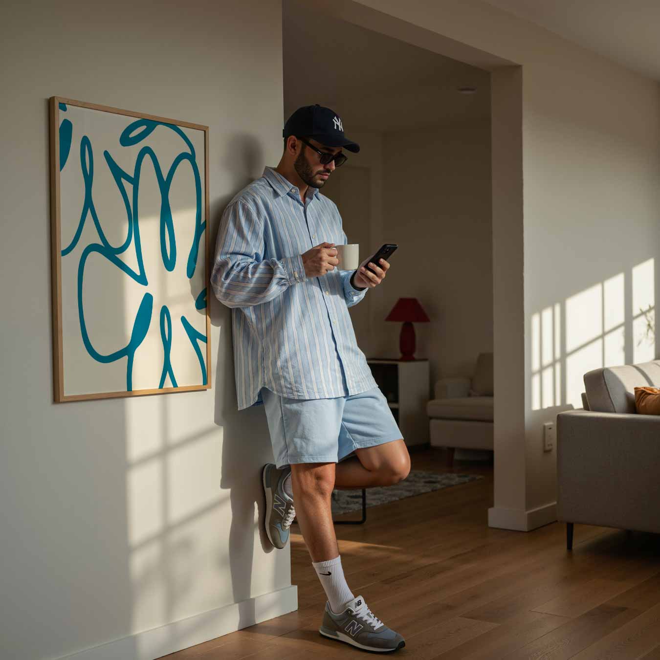 Abstracte Blauwe Bloem Poster-WallArtistic