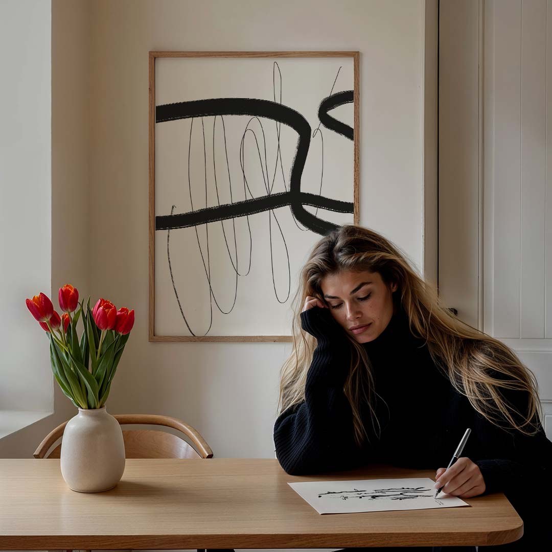 Abstracte Zwart-Wit Kunstposter-WallArtistic