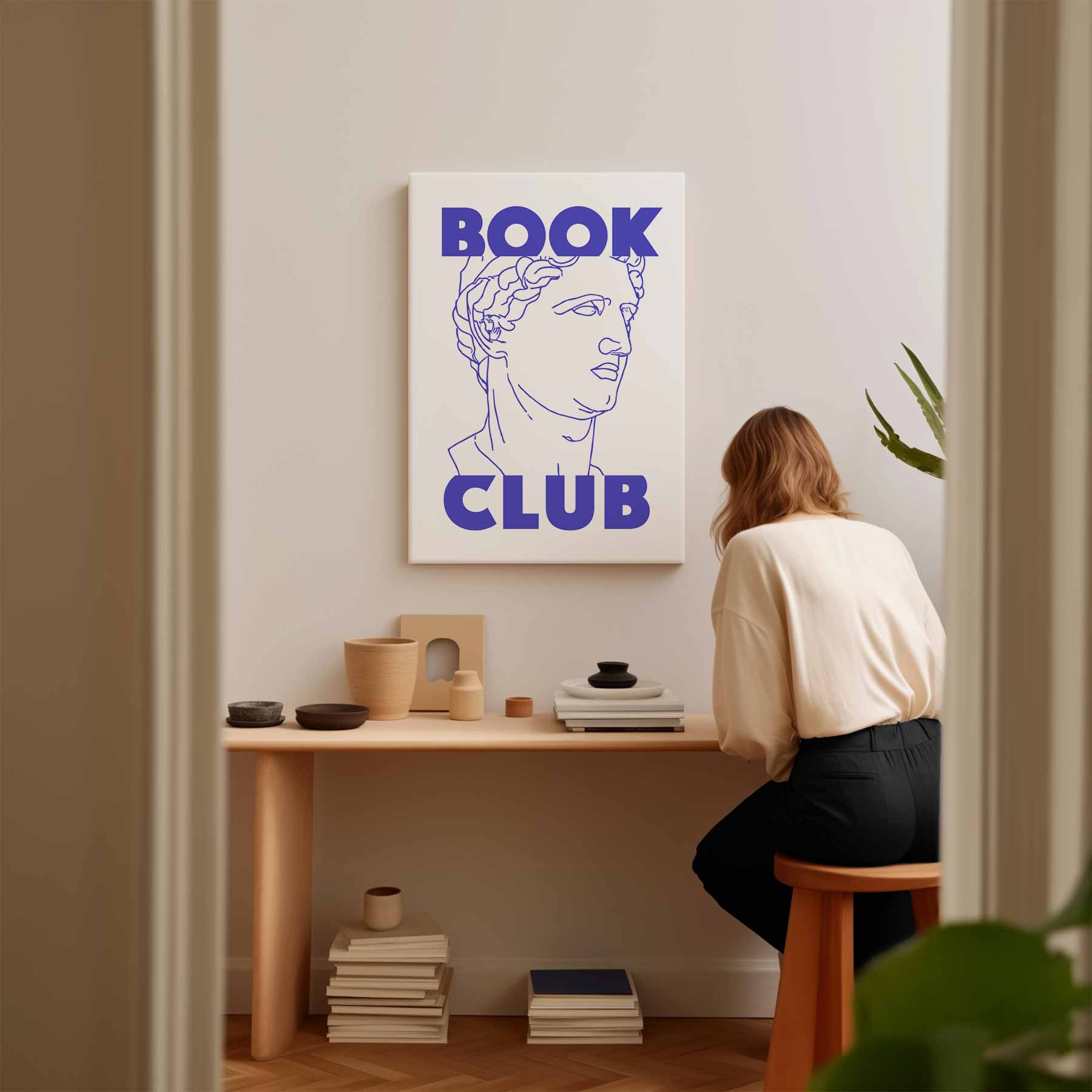 Boekclub Klassieke Buste Kunstwerk-canvas-dibond-plexiglas-wanddecoratie-WallArtistic