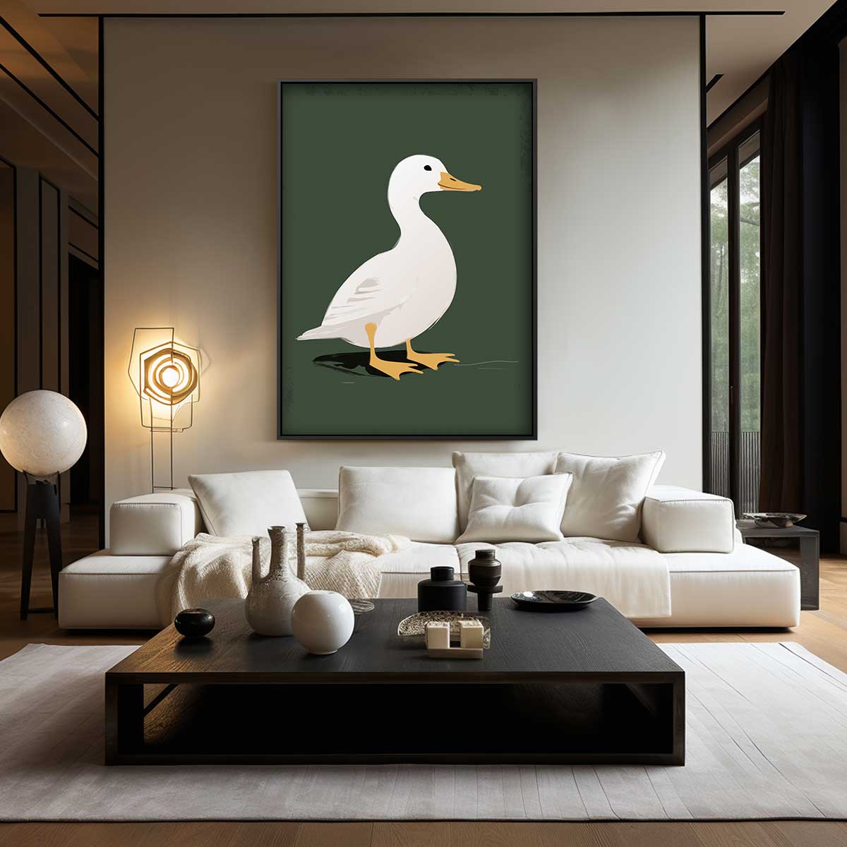Eend op een Rustige Dag Kunstwerk-canvas-dibond-plexiglas-wanddecoratie-WallArtistic