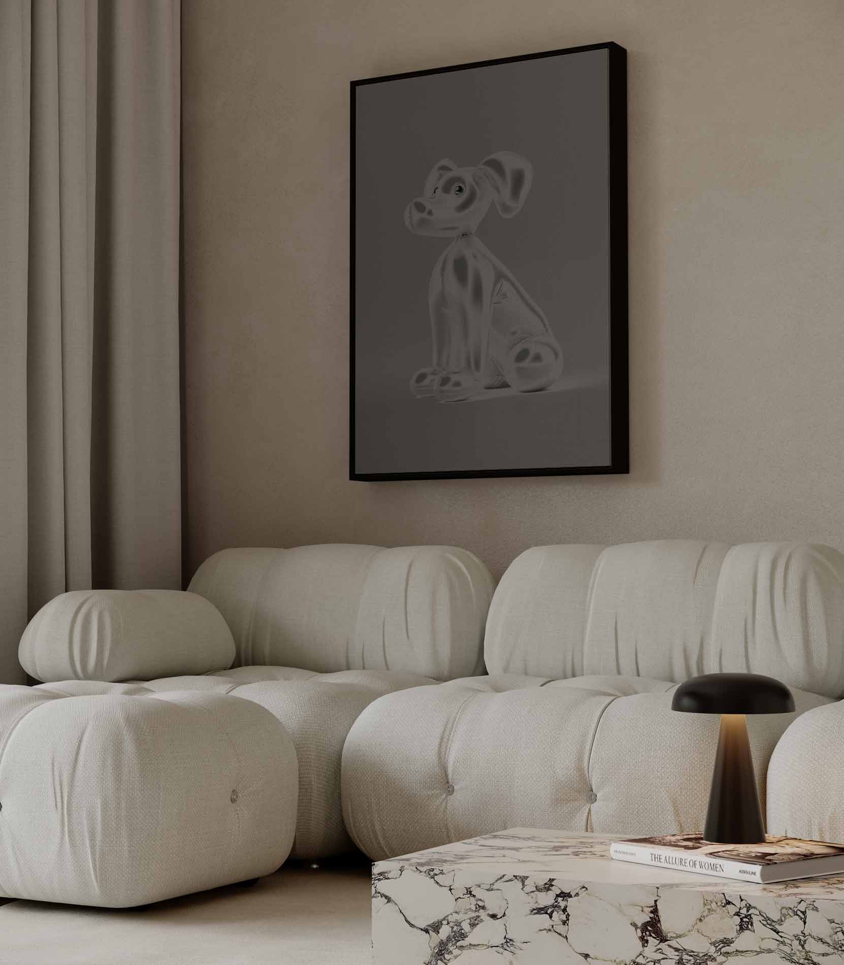 Opblaasbare Hond Sculptuur Kunstwerk-canvas-dibond-plexiglas-wanddecoratie-WallArtistic