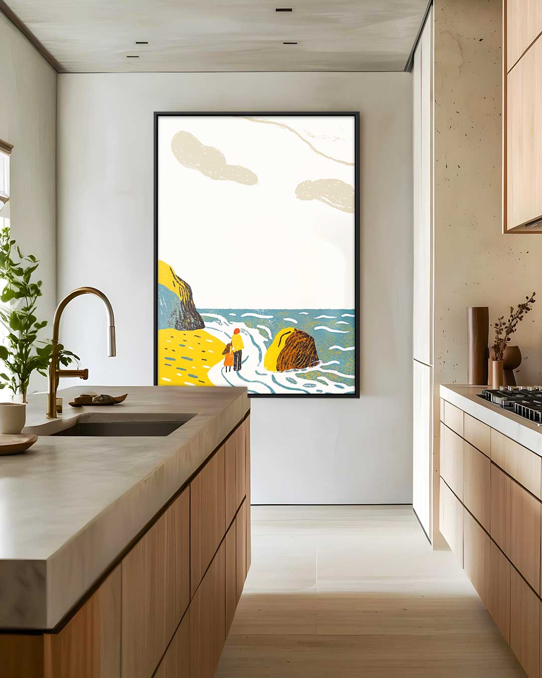 Wandeling langs de Kust Kunstwerk-canvas-dibond-plexiglas-wanddecoratie-WallArtistic