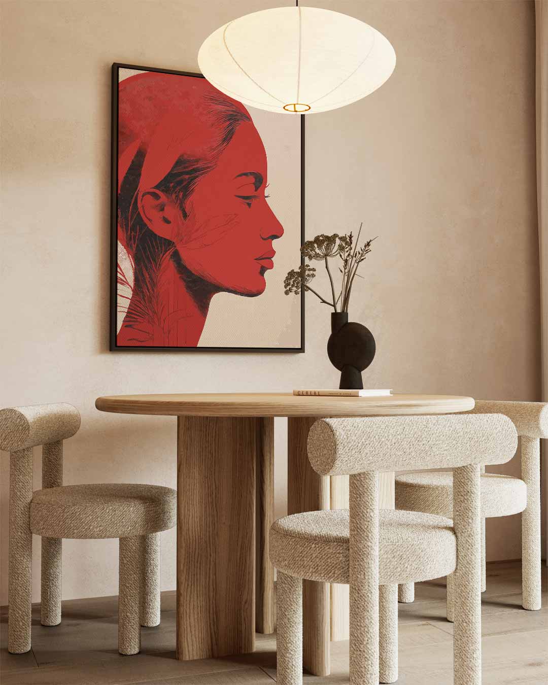 Vrouwelijk Silhouet in Rood Kunstwerk-canvas-dibond-plexiglas-wanddecoratie-WallArtistic