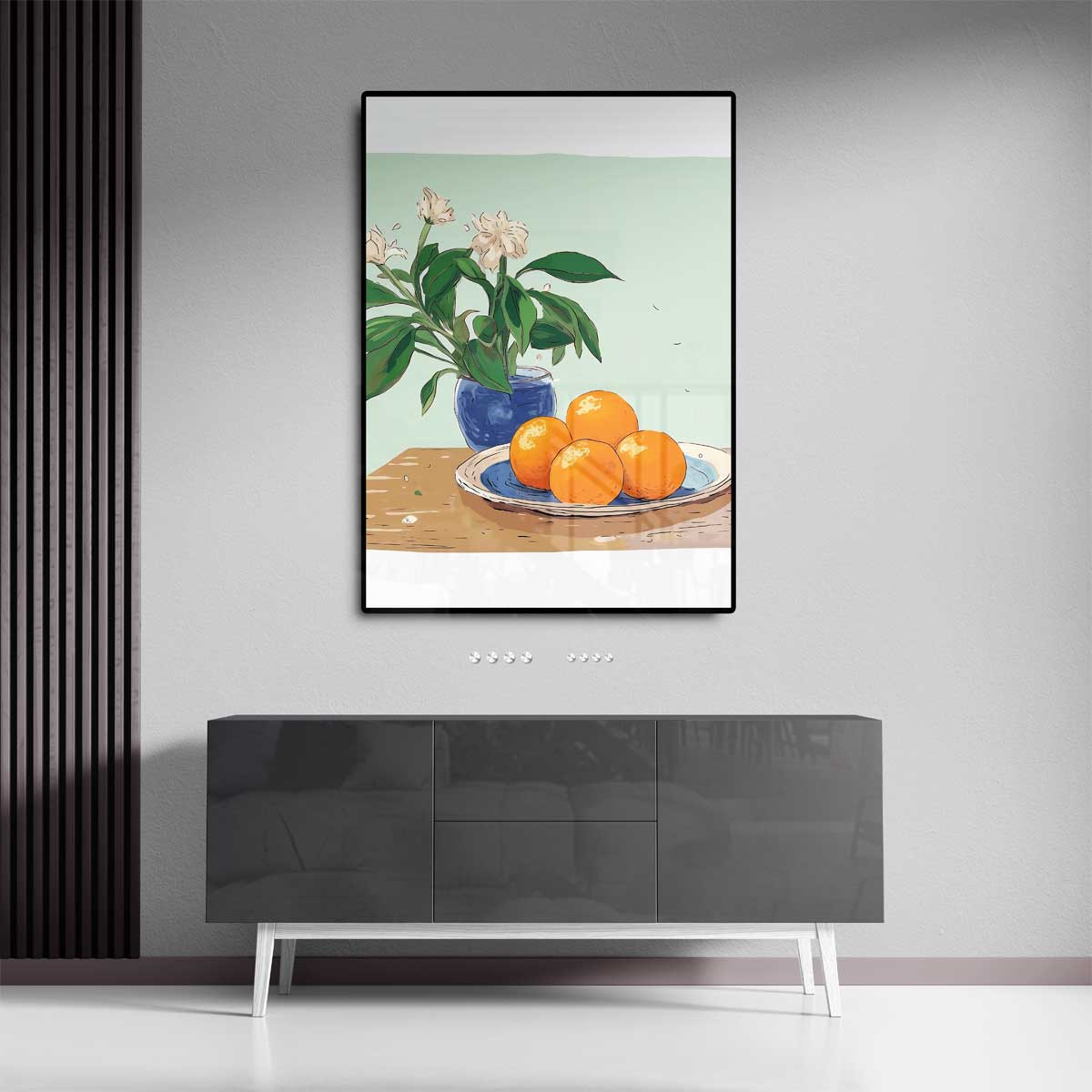 "Rustieke Stilleven met Mandarijnen" Kunstwerk-canvas-dibond-plexiglas-wanddecoratie-WallArtistic