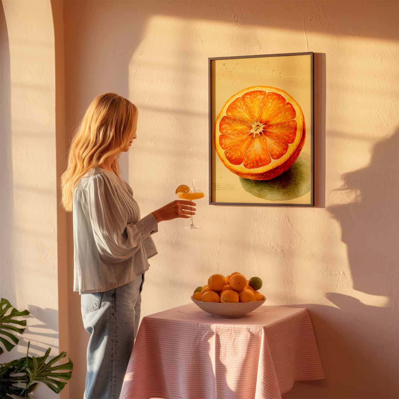 Zonnige Sinaasappel Kunstposter