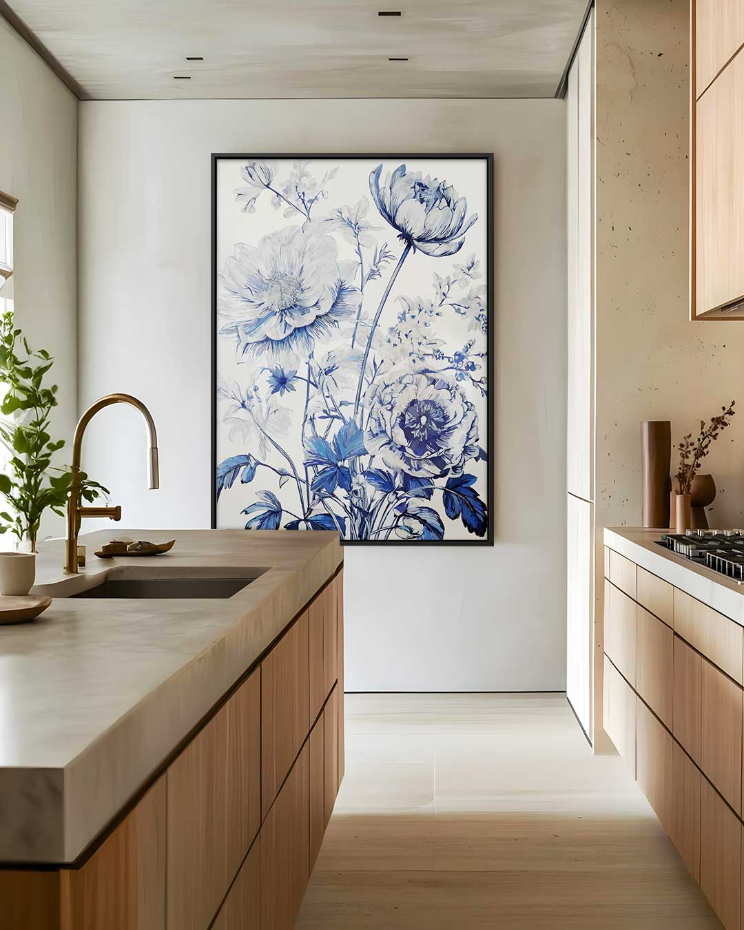 Blauwe Bloemenpracht Kunstwerk-canvas-dibond-plexiglas-wanddecoratie-WallArtistic