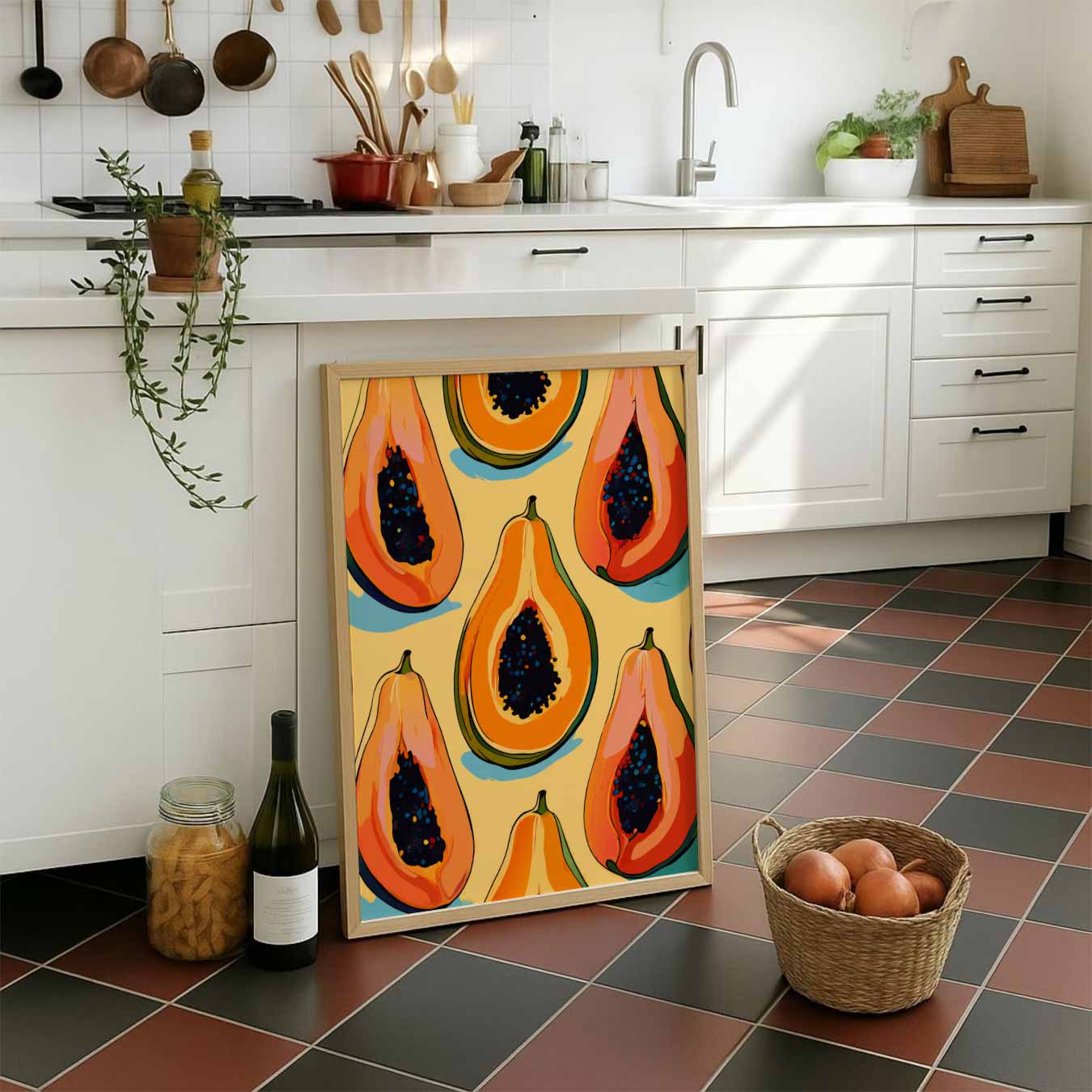 Tropische Papaya Illustratie Poster-WallArtistic