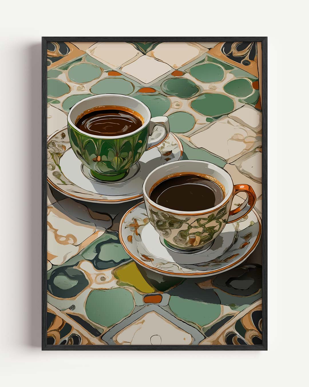 Kleurrijke Koffie Momenten Poster-WallArtistic