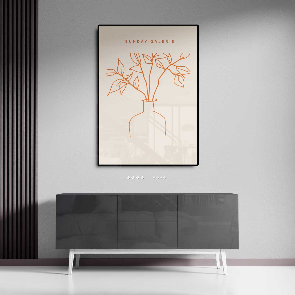 Simpele Lijntekening van Plant in Vaas Kunstwerk-canvas-dibond-plexiglas-wanddecoratie-WallArtistic